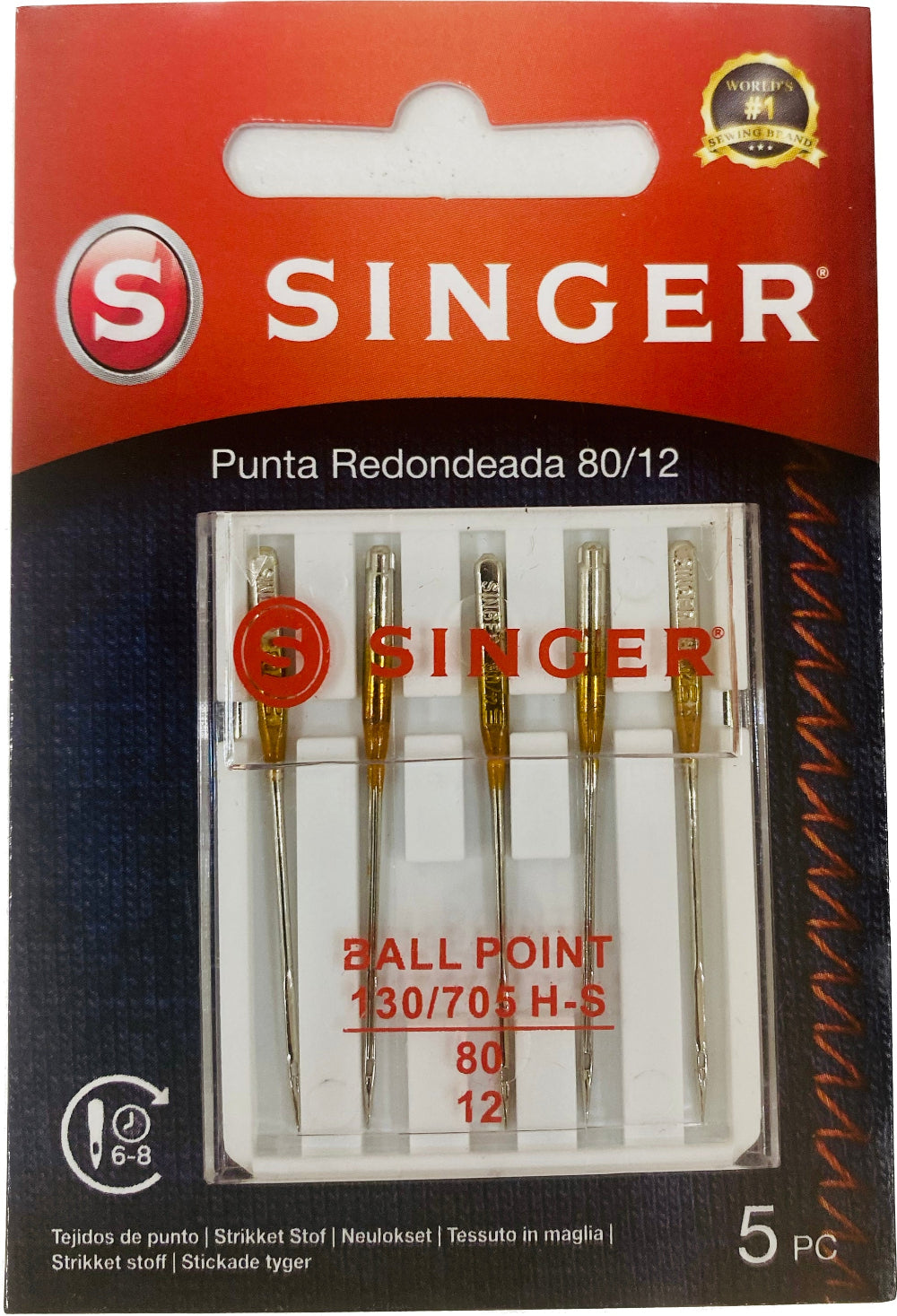 Singer - Agujas para máquinas de coser de punta redonda 80/12