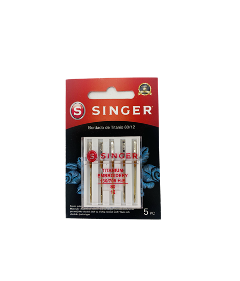 Singer - Agujas para máquinas de coser bordado de titanio 80/12