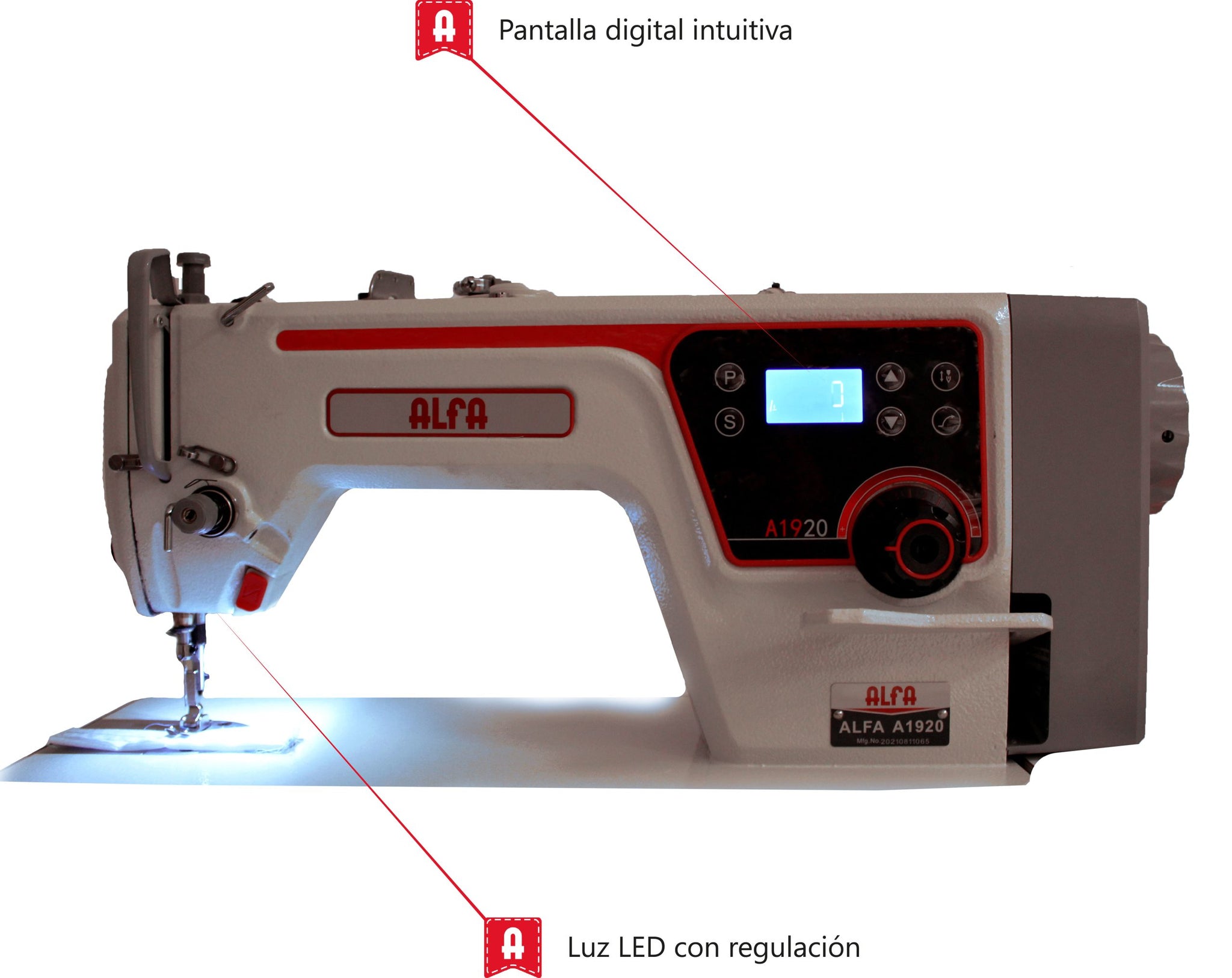 Maquina de coser ALFA: INIZIA525 + MESA. Luz Led 15 diseños de