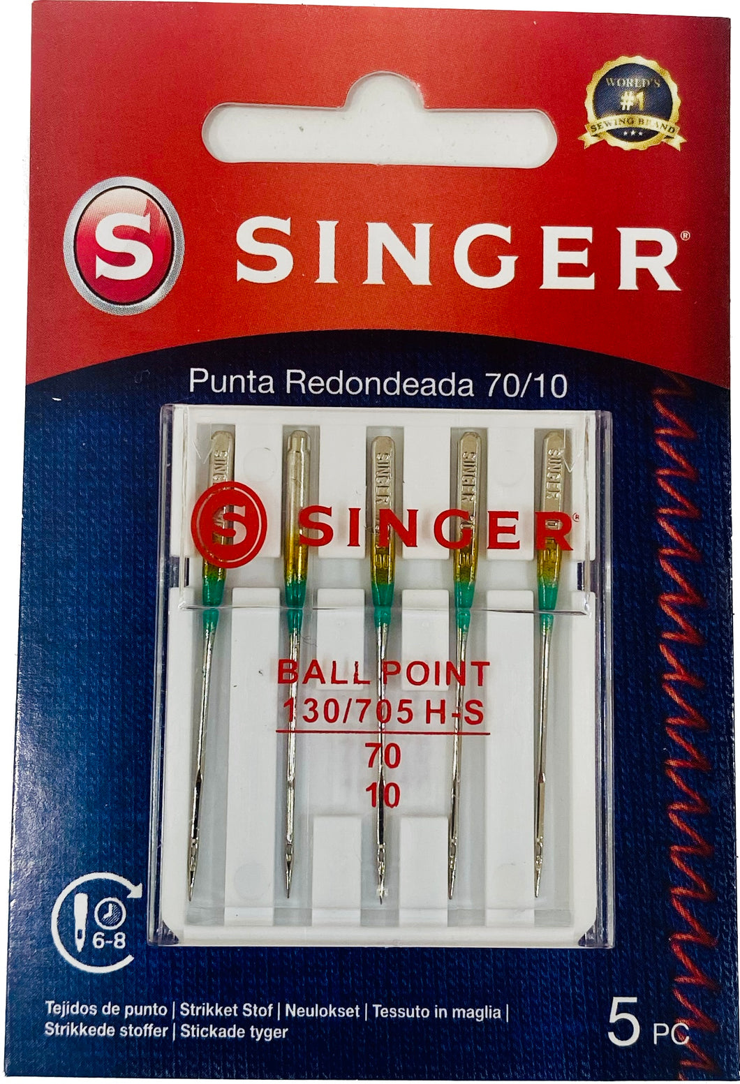 Singer - Agujas para máquinas de coser de punta redonda 70/10