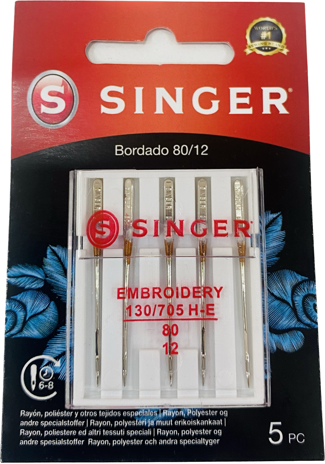 Singer - Agujas para máquina de coser bordado 80/12
