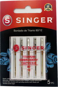 Singer - Agujas para máquinas de coser bordado de titanio 80/12