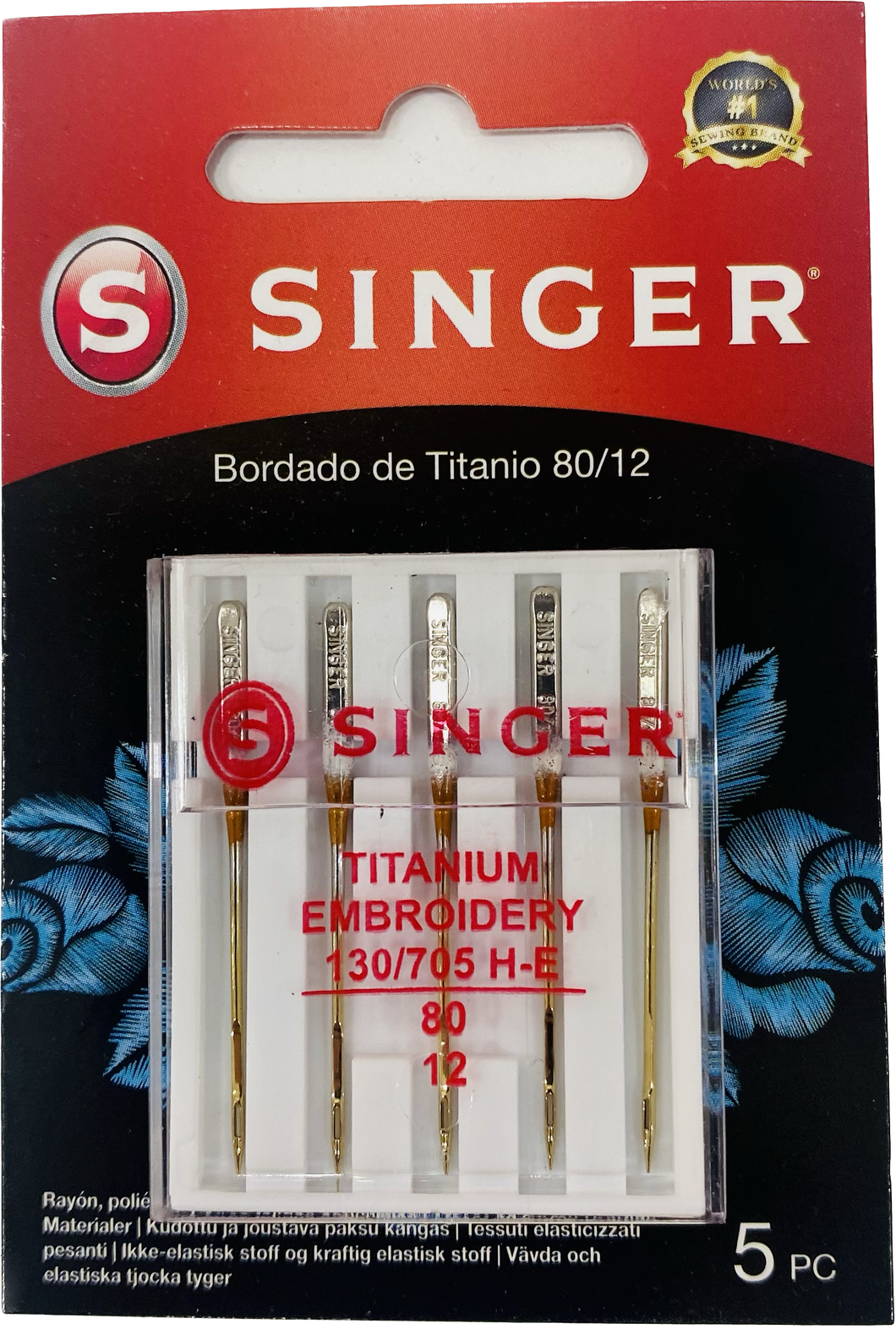 Singer - Agujas para máquinas de coser bordado de titanio 80/12