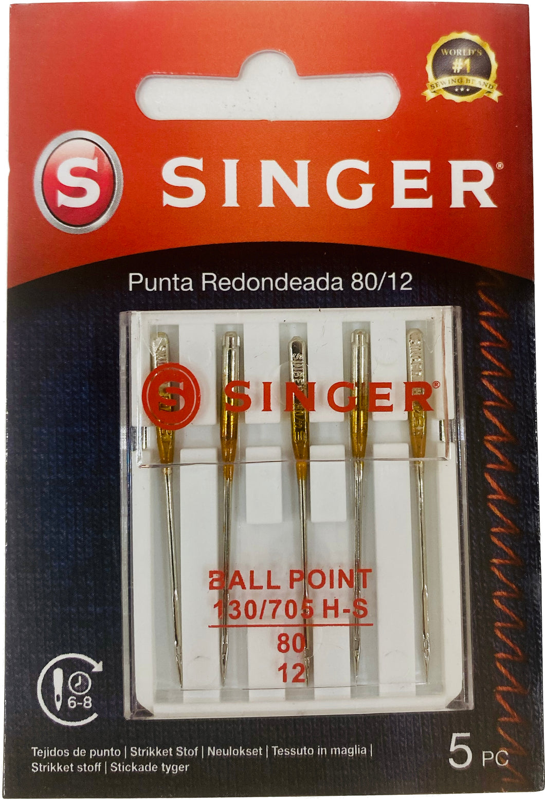 Singer - Agujas para máquinas de coser de punta redonda 80/12 –  coseralfapuerto